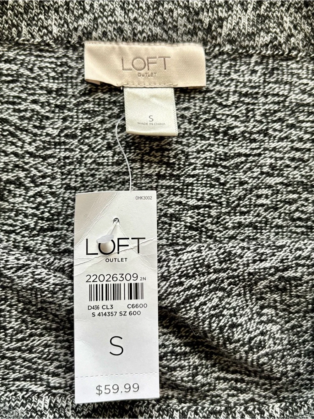 NWT LOFT Outlet Marled Knit Stretchy Midi Pull On Pencil Skirt Black White - S